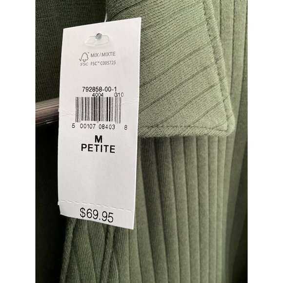 Gap M Petite Green Ribbed Button-Down Cardigan Dress - Picture 3 of 12